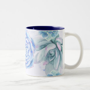 Caneca De Café Em Dois Tons Sucultura Moderna Marble Fiesta Garden Floral