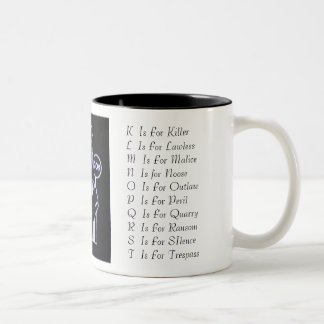 Caneca De Café Em Dois Tons Sue_Grafton_Black, A é para AlibiB é para o