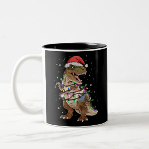 Caneca De Café Em Dois Tons Suéter De Natal Dinossauro T-rex Árvore De Natal D