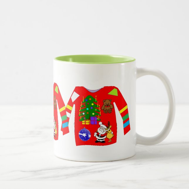 Caneca De Café Em Dois Tons Suéter de Natal Feio (Direita)