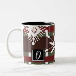 Caneca De Café Em Dois Tons Suéter de vinho Xadrez Inicial Floco de Neve Natal