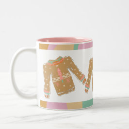 Caneca De Café Em Dois Tons Suéter Feio Groovy Natal Rosa Terroso 