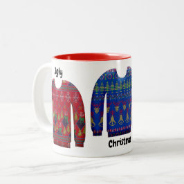 Caneca De Café Em Dois Tons Suéteres Feios de Natal Coloridos