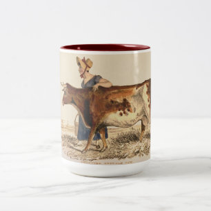 Caneca De Café Em Dois Tons "Suffolk Lady & Vaca Red Poll"
