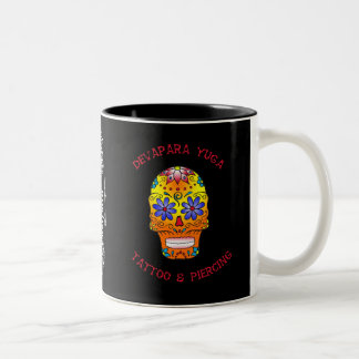 Caneca De Café Em Dois Tons sugar skull deva, dy dolch rose 1 sabe,