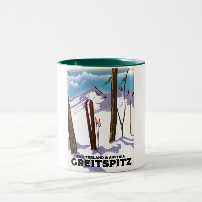 Caneca De Café Em Dois Tons Suiça Greitspitz e poster de Esqui Áustria (Centro)