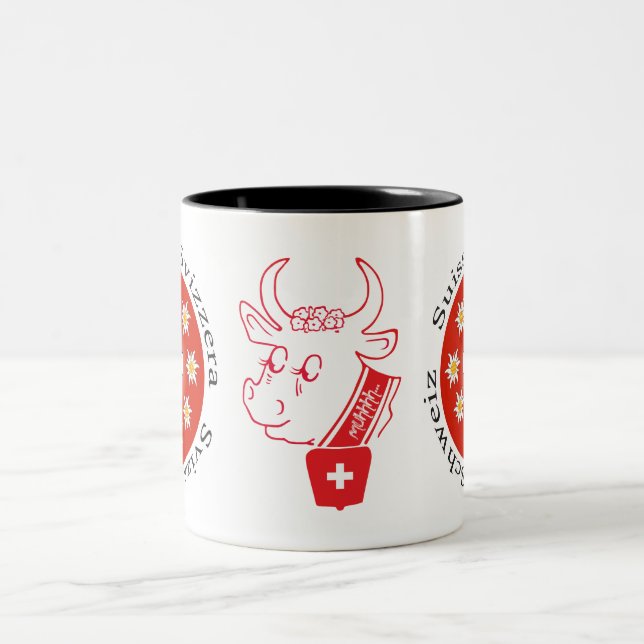 Caneca De Café Em Dois Tons Suíça vaca taça (Centro)