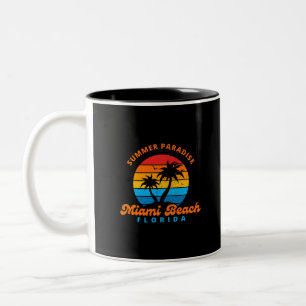 Caneca De Café Em Dois Tons Summer Paradise Miami Beach Flórida-Sunset Palms