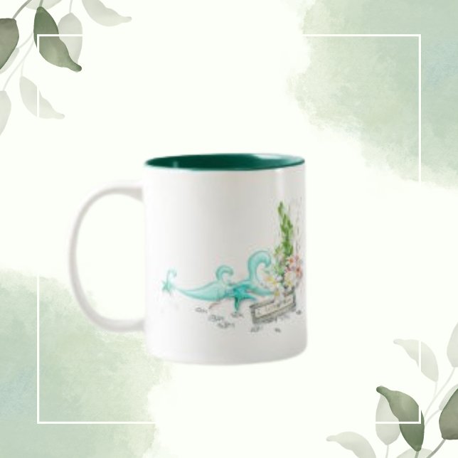 Caneca De Café Em Dois Tons Summer Sea Tropical Ocean Beach, Texto Personaliza (Criador carregado)