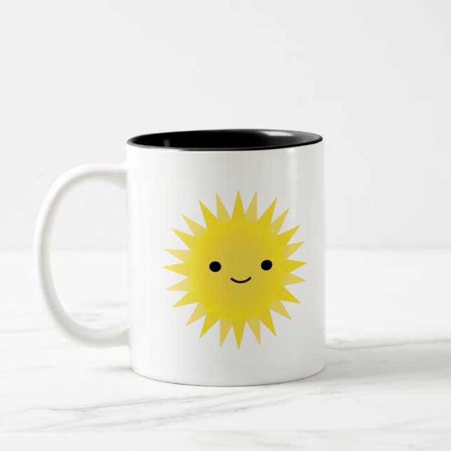 Caneca De Café Em Dois Tons Summer Sunshine Sorrindo Cartoon Sun (Esquerda)