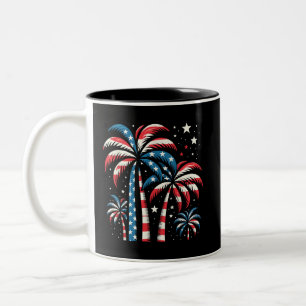 Caneca De Café Em Dois Tons Summer USA Flag 4 de julho
