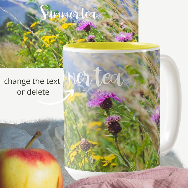 Caneca De Café Em Dois Tons Summer Wildflower Meadow (Criador carregado)