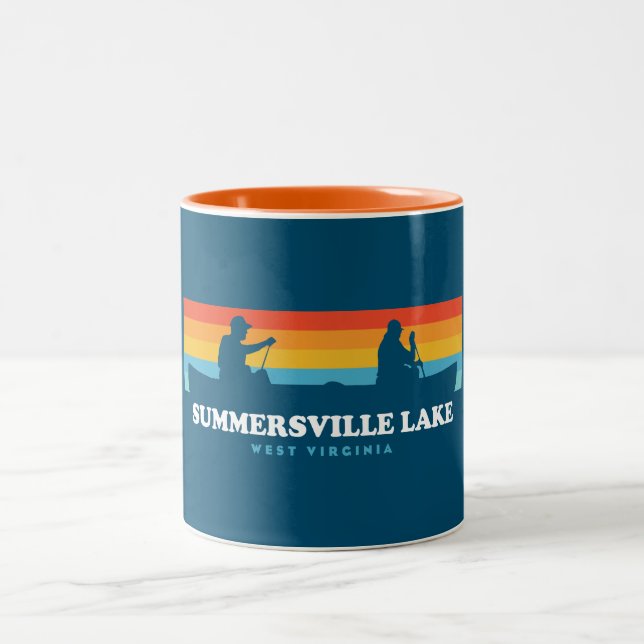 Caneca De Café Em Dois Tons Summersville Lake West Virginia Canoe (Centro)