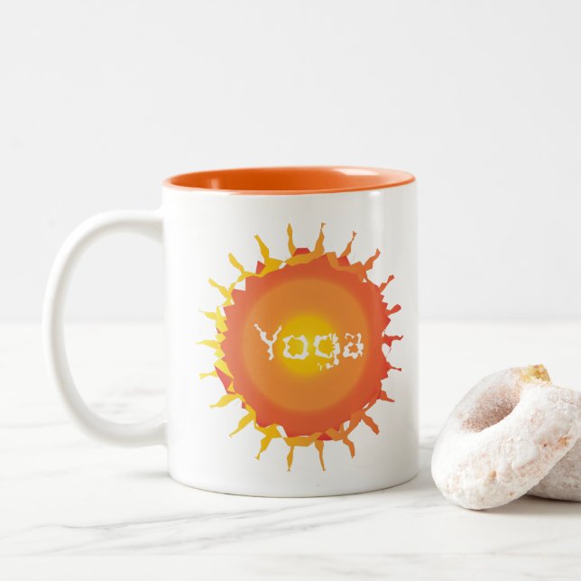 Caneca De Café Em Dois Tons Sun Hot Yoga (Com Donut)