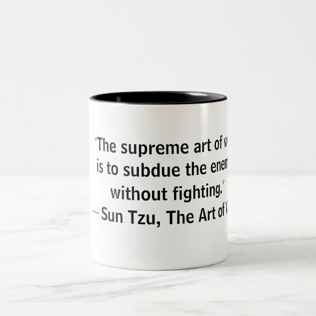 Caneca De Café Em Dois Tons Sun Tzu Arte da Guerra Sem Combater Mug (Centro)