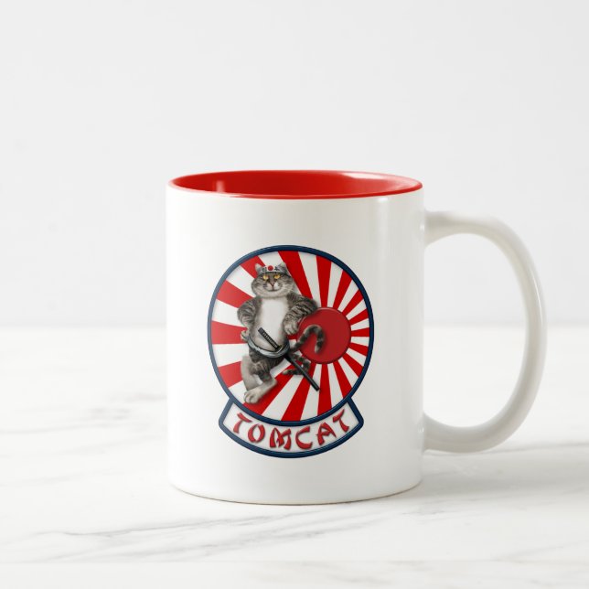 Caneca De Café Em Dois Tons Sundowners da mascote de F-14 Tomcat (Direita)