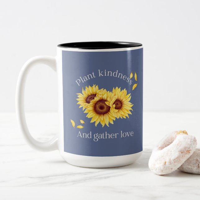 Caneca De Café Em Dois Tons Sunflower Kindness Mug (Com Donut)