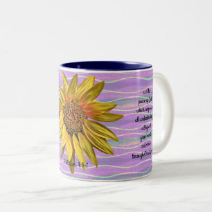 Caneca De Café Em Dois Tons Sunflower Purple Stripe Fé Peace Café Mug Cup