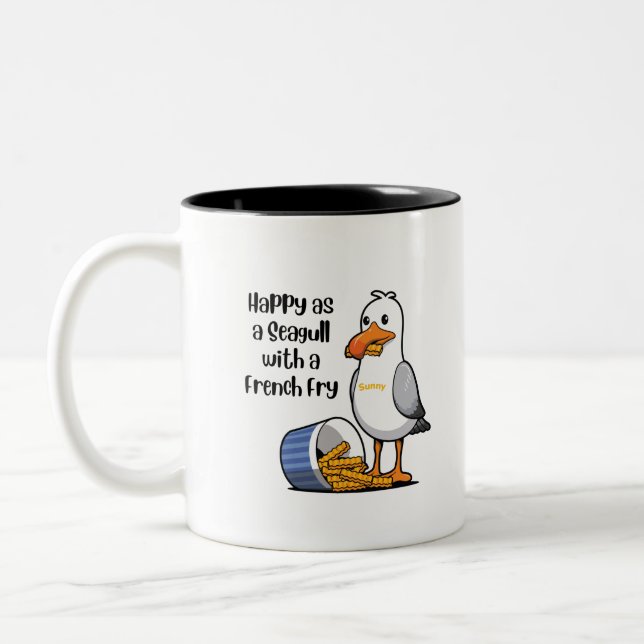 Caneca De Café Em Dois Tons Sunny, o Seagull com Fries franceses (Esquerda)