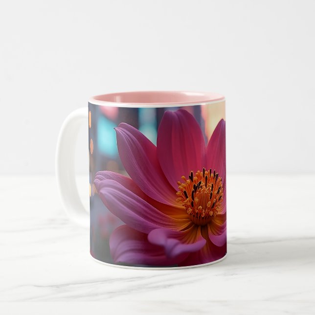 Caneca De Café Em Dois Tons Sunrise Bloom (Frente Esquerda)