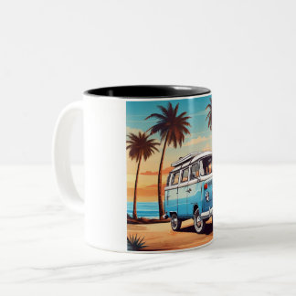 Caneca De Café Em Dois Tons Sunset Beach Van Mug - Vintage Kombi at Dusk