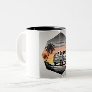 Caneca De Café Em Dois Tons "Sunset Kombi Beach Mug - Coastal Adventure Cup"