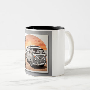 Caneca De Café Em Dois Tons "Sunset Kombi Beach Mug - Coastal Adventure Cup"