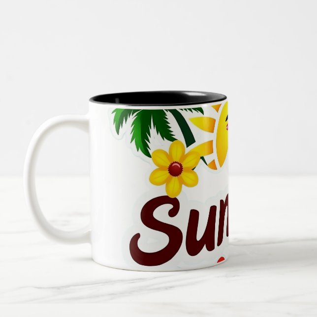 Caneca De Café Em Dois Tons Sunshine and Palm Trees Cup (Esquerda)