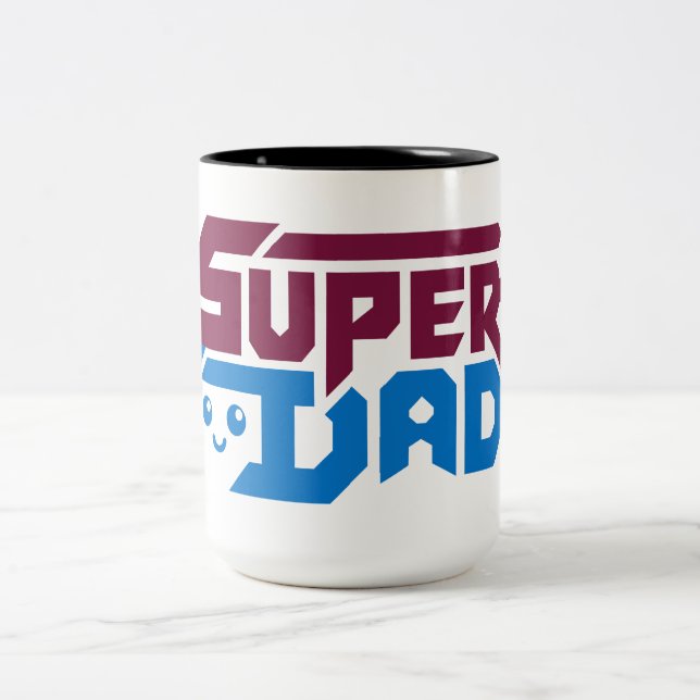 Caneca De Café Em Dois Tons Super Dad Gamer Gift – Cute Retro (Centro)