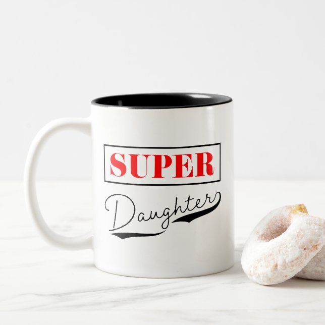 Caneca De Café Em Dois Tons Super Filha (Com Donut)
