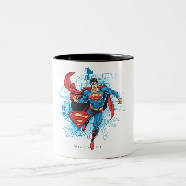 Caneca De Café Em Dois Tons Super-homem com logotipo (Centro)