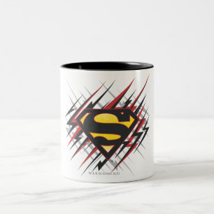 Caneca De Café Em Dois Tons Super-Homem Estilizado  Logotipo Black and Red Str