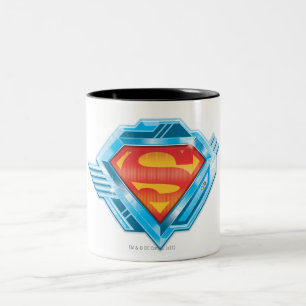 Caneca De Café Em Dois Tons Super-Homem  Logotipo de metal vermelho e azul