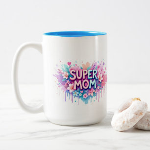 Caneca De Café Em Dois Tons Super Mãe