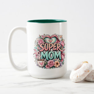 Caneca De Café Em Dois Tons ** Super Mãe