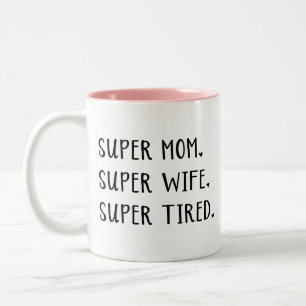 Caneca De Café Em Dois Tons Super Mãe Esposa Esposa Café Mug Engraçado
