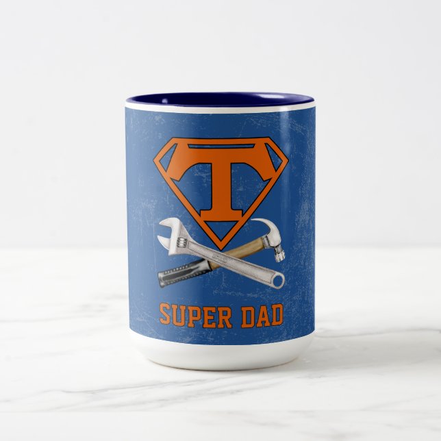 Caneca De Café Em Dois Tons Super Pai Herói  (Centro)