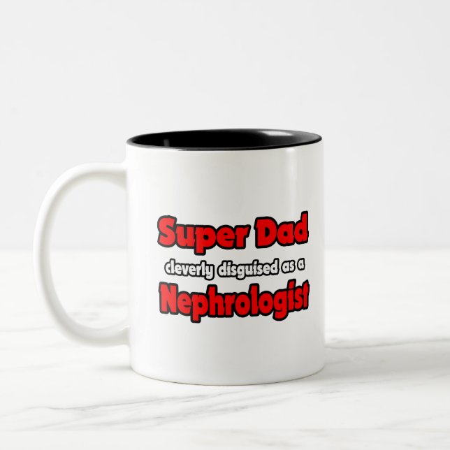 Caneca De Café Em Dois Tons Super Pai... Nefrologista (Esquerda)