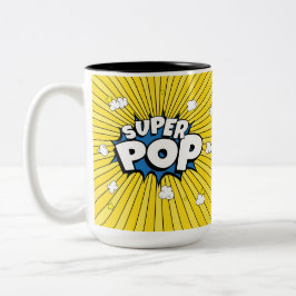 Caneca De Café Em Dois Tons SUPER POP! Comic Book Pop Art Popcorn Pun