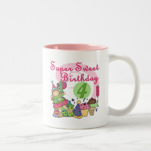Caneca De Café Em Dois Tons Super Sweet 4th Birthday T-shirts e presentes