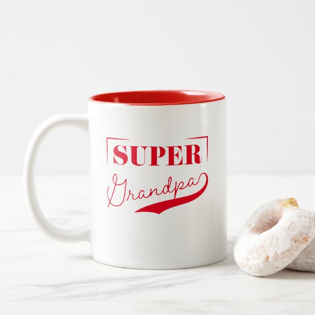 Caneca De Café Em Dois Tons Super vovô (Com Donut)