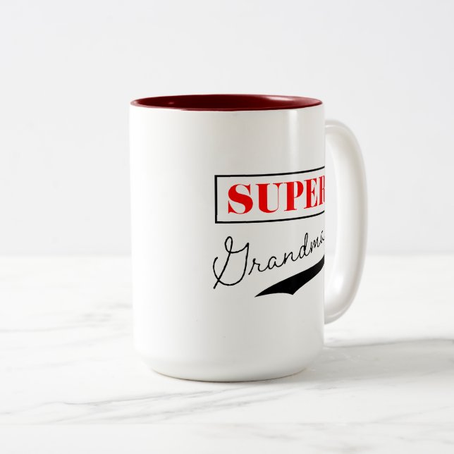 Caneca De Café Em Dois Tons Super vovó (Frente Esquerda)