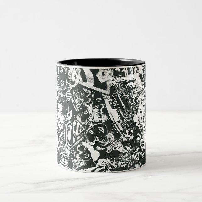 Caneca De Café Em Dois Tons Supergirl Black and White Collage (Centro)