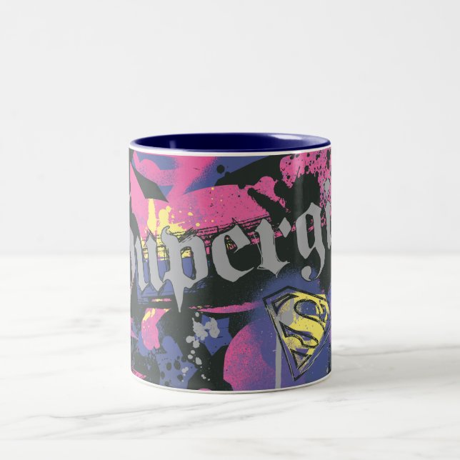 Caneca De Café Em Dois Tons Supergirl Checkered Splatter (Centro)