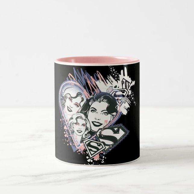 Caneca De Café Em Dois Tons Supergirl Face Collage (Centro)