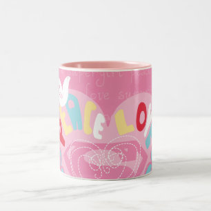 Caneca De Café Em Dois Tons Supergirl Peace and Love Pink