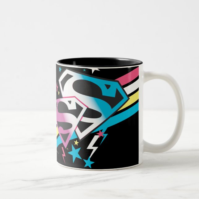 Caneca De Café Em Dois Tons Supergirl Rainbow Stripes (Direita)