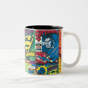 Caneca De Café Em Dois Tons Superman Comic Panels