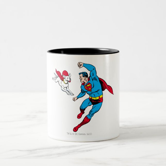 Caneca De Café Em Dois Tons Superman e Krypto 2 (Centro)