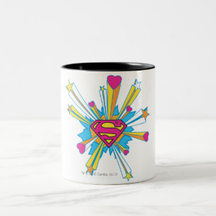 Caneca De Café Em Dois Tons Superman Estilizado   Cor-de-rosa com logótipo car